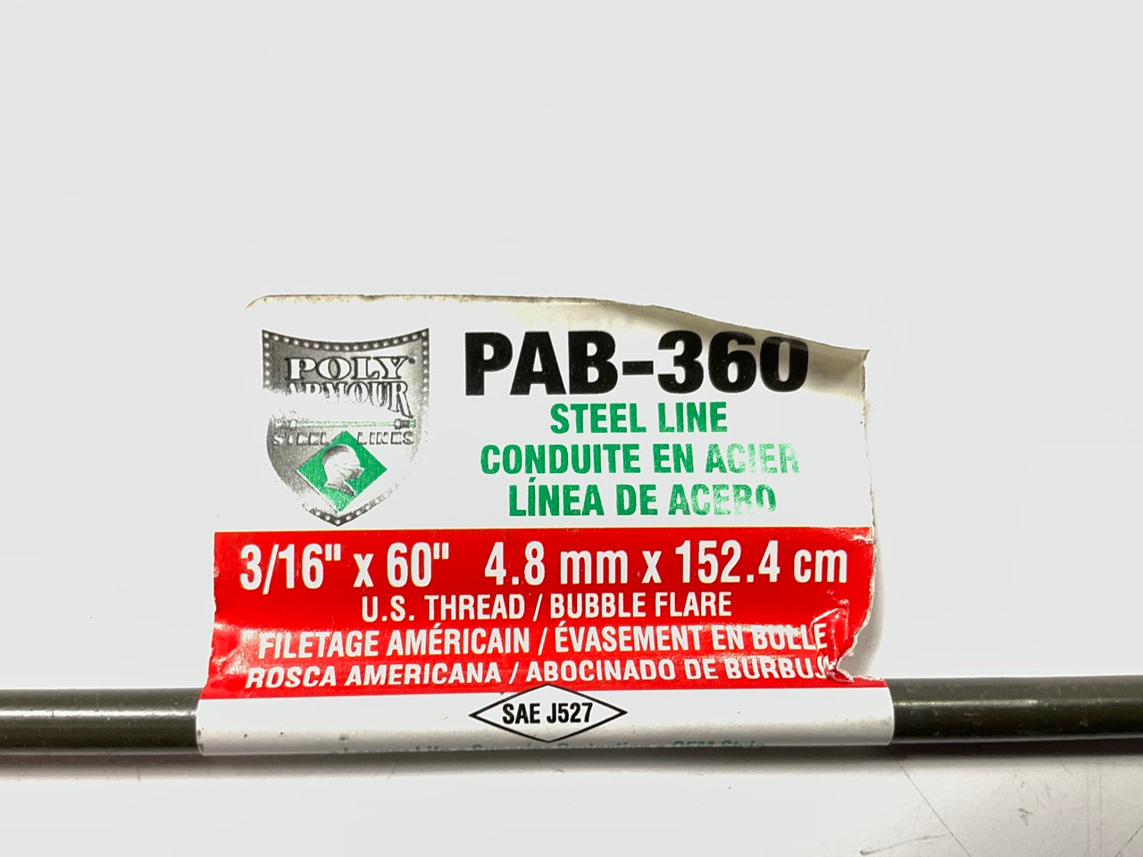 (5) AGS PAB-360 3/16'' X 60''  PVF Steel Brake Lines, 3/8 - 24'' Threads