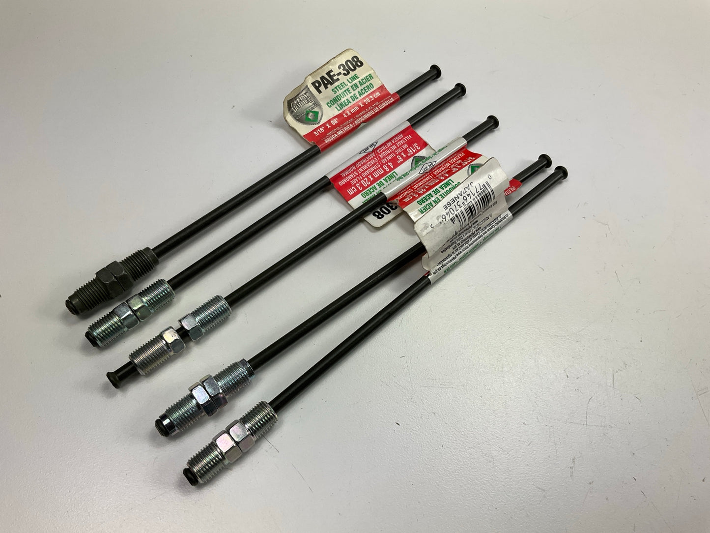 (5) AGS PAE-308 PVF Coated Steel Brake Line: 8'' Long, 3/16'' Diameter, Universal