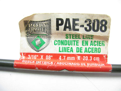 AGS PAE-308 PVF Coated Steel Brake Line: 8'' Long, 3/16'' Diameter, Universal