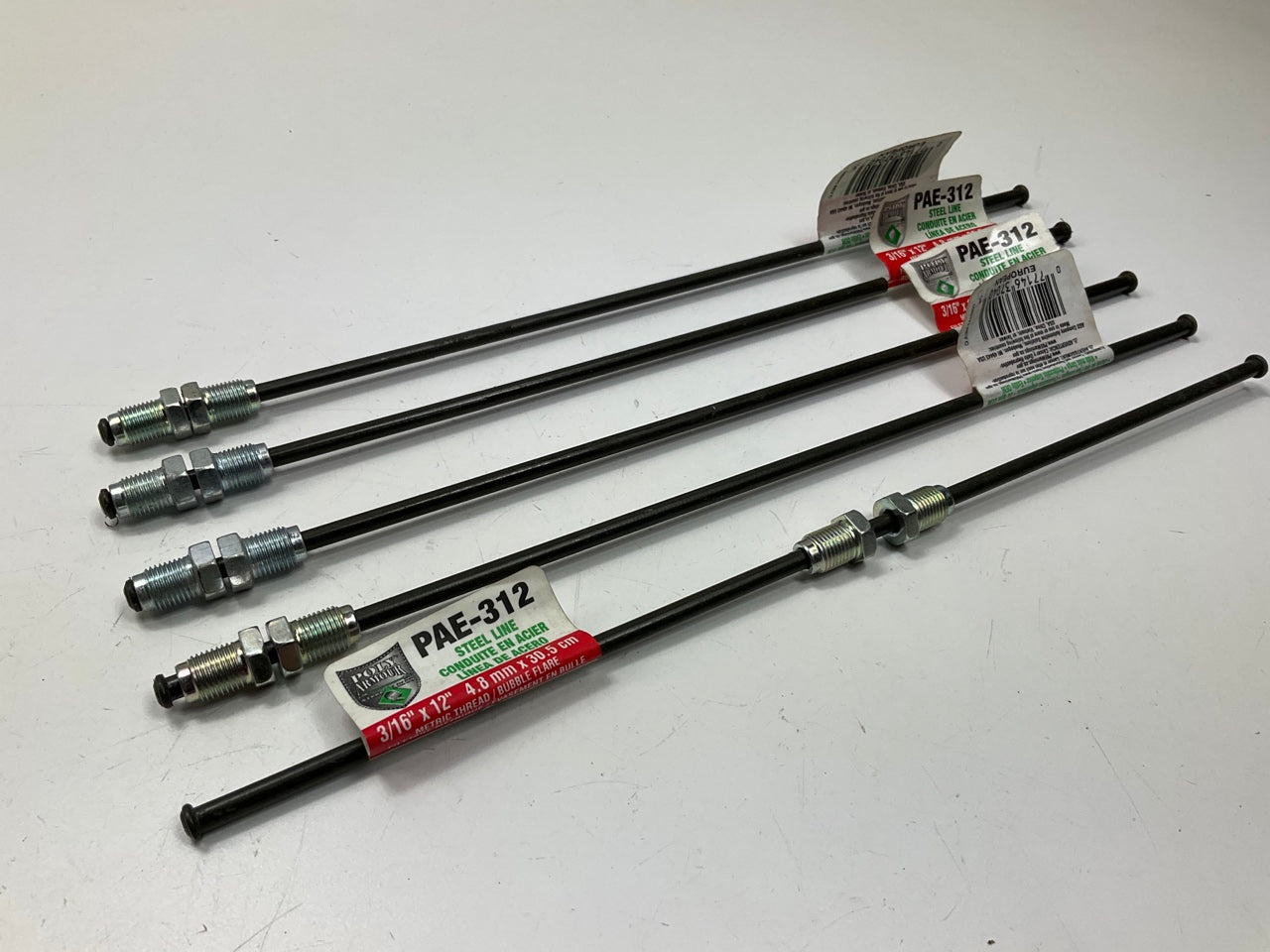 (5) AGS PAE312 PVF Coated Steel Brake Line: 12'' Long, 3/16'' Diameter, Universal