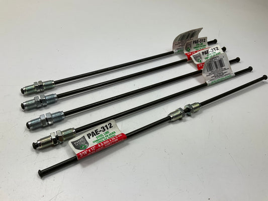 (5) AGS PAE312 PVF Coated Steel Brake Line: 12'' Long, 3/16'' Diameter, Universal