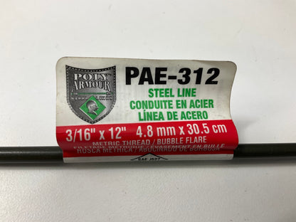(5) AGS PAE312 PVF Coated Steel Brake Line: 12'' Long, 3/16'' Diameter, Universal