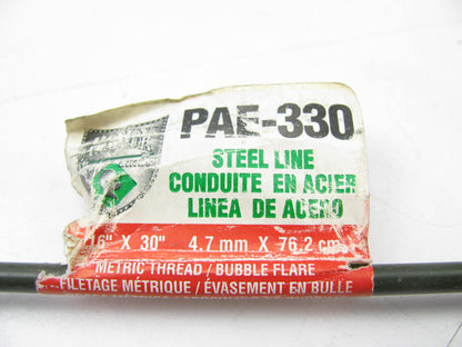 AGS PAE-330 Metric Threaded Bubble Flare Steel Brake Line - 3/16''  X 30''