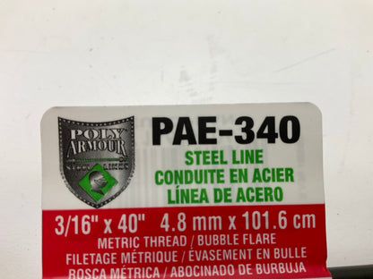 (5) AGS PAE340 PVF Coated Steel Brake Line, 40'' Long, 3/16'' Dia, M10x1.0 Fitting