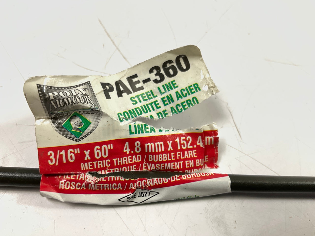 AGS PAE-360 PVF Coated Steel Brake Line: 60'' Long, 3/16'' Diameter, Universal Fit