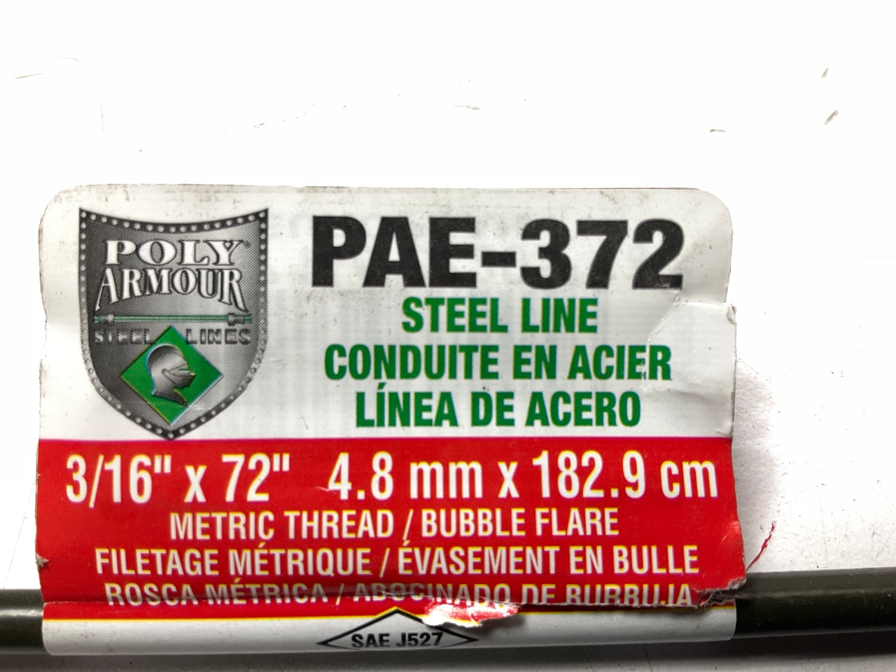 (5) AGS PAE372 European Poly-Armour PVF Steel Brake Line 3/16'' X 72'',  M10 X 1mm
