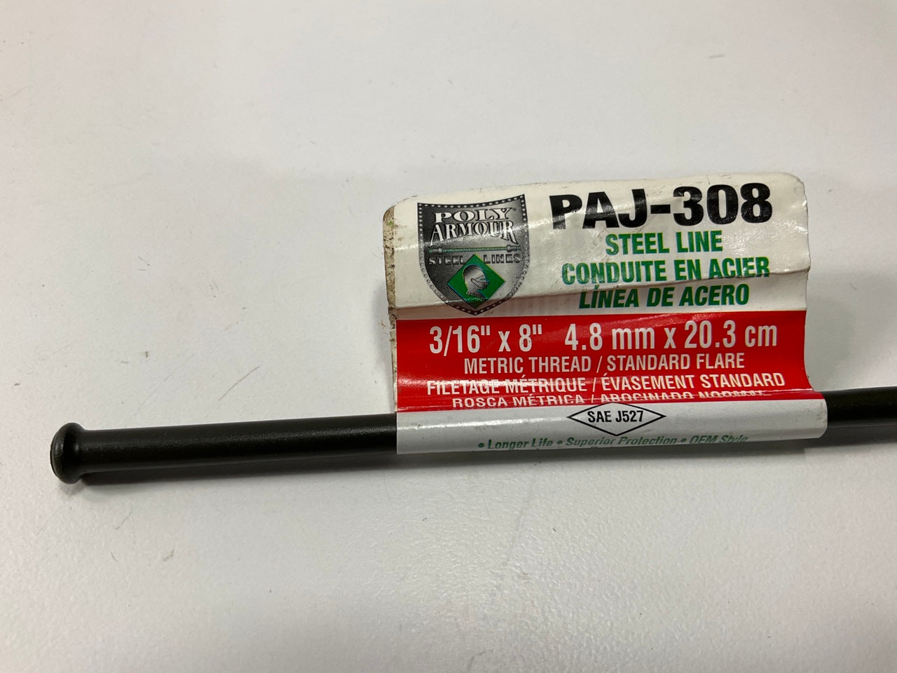 (5) AGS PAJ-308 PVF Coated Steel Brake Line: 8'' Long, 3/16'' Diameter, Universal