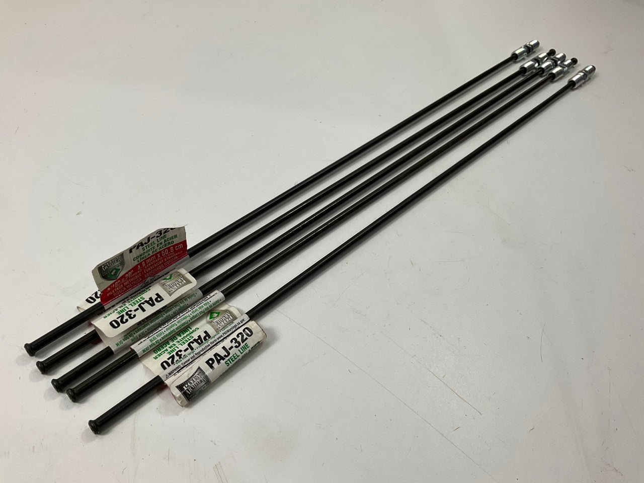 (5) AGS PAJ-320 PVF Coated Steel Brake Line: 20'' Long, 3/16'' Diameter, Universal
