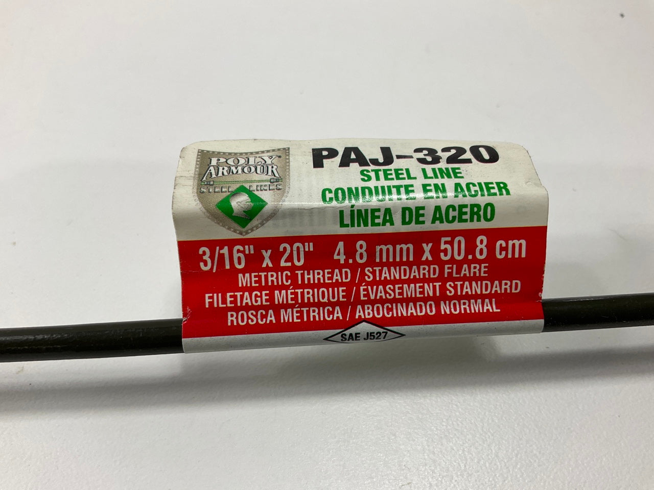 (5) AGS PAJ-320 PVF Coated Steel Brake Line: 20'' Long, 3/16'' Diameter, Universal