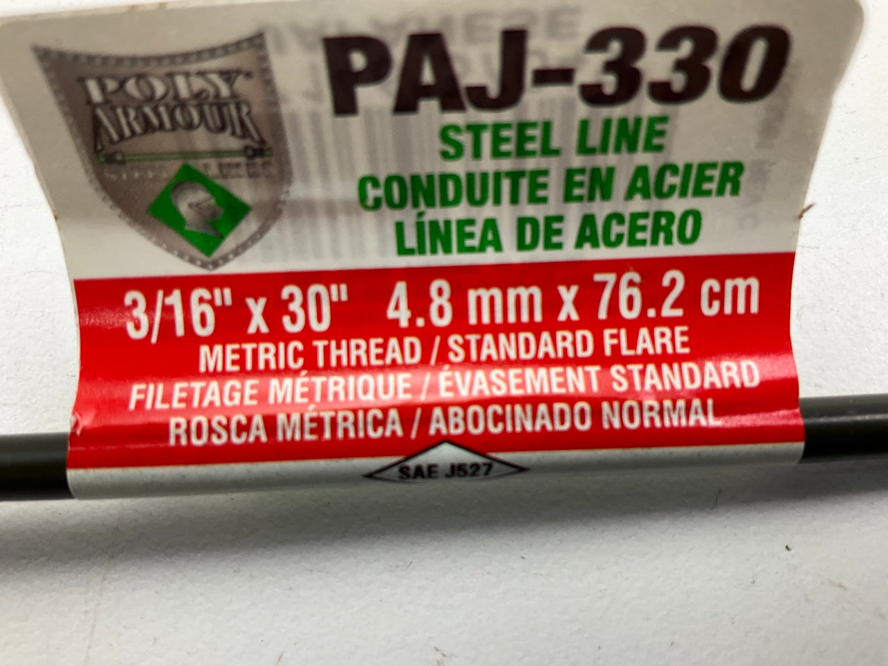 (5) AGS PAJ-330 PVF Coated Steel Brake Line, 30'' Long, 3/16'' Diameter, Universal