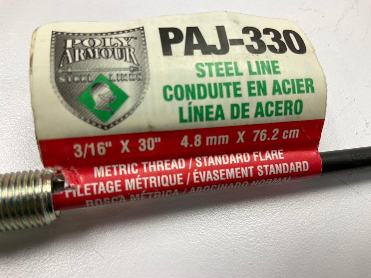 AGS PAJ-330 PVF Coated Steel Brake Line, 30'' Long, 3/16'' Diameter, Universal Fit