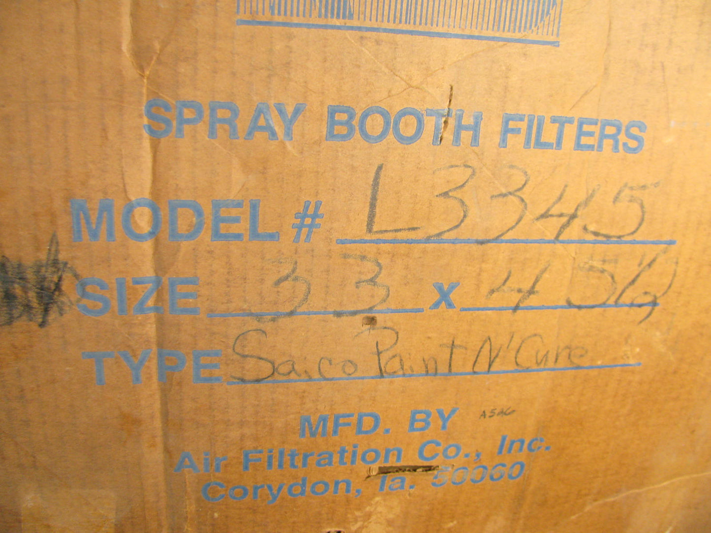 (7) Air Filtration Co L3345 Saico Paint N'Cure Ceiling Filter 33''x45.5''