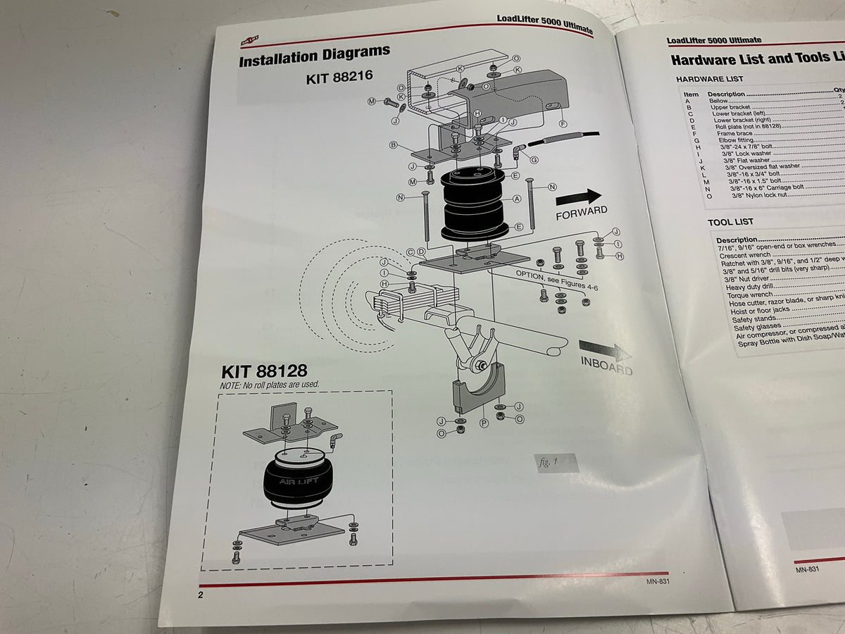 Air Lift 88216 LoadLifter 5000 Ultimate Air Spring Bag Load Helper Kit