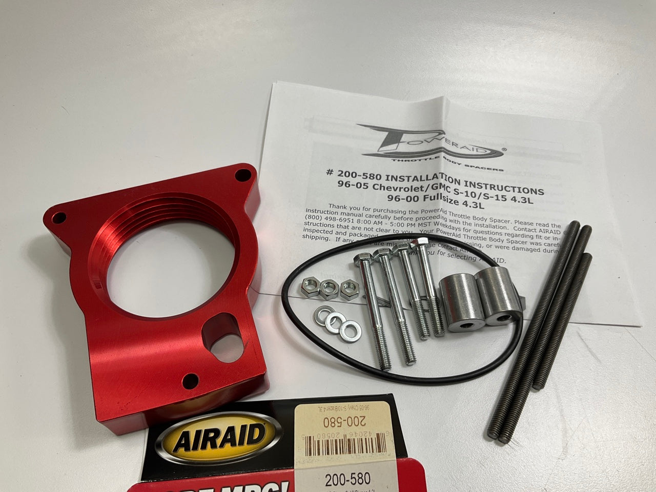 Airaid 200-580 PowerAid RED Throttle Body Spacer - 1996-2004 Chevy GMC 4.3L-V6