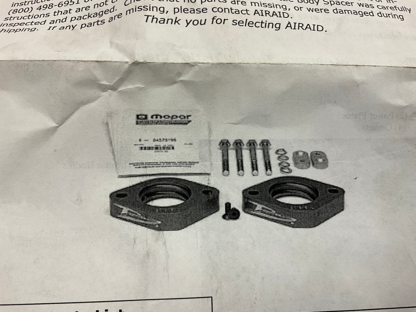 Airaid 300-562 Throttle Body Spacer Plate For 1993-1997 Dodge Intrepid 3.5L V6