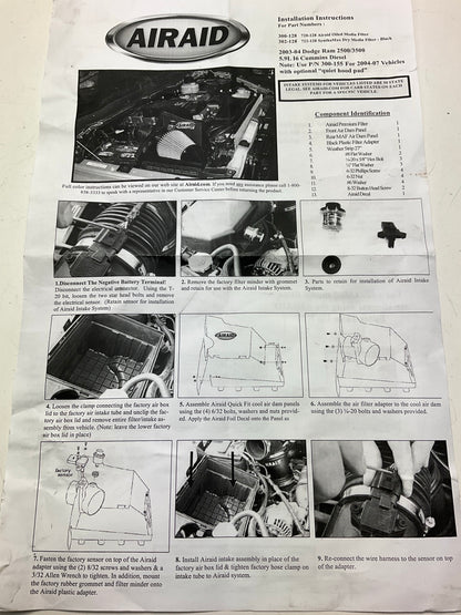 Airaid 302-128 Cold Air Intake System For 2003-04 Dodge Ram 2500 CUMMINS DIESEL