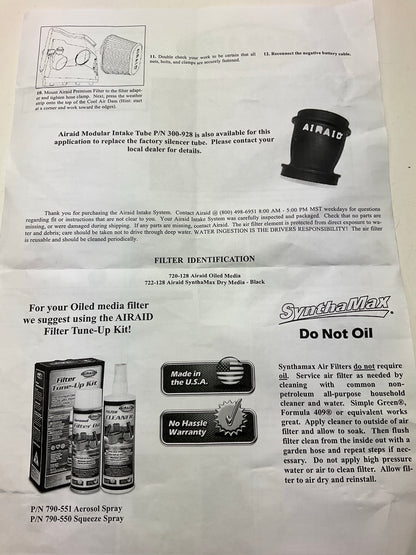 Airaid 302-128 Cold Air Intake System For 2003-04 Dodge Ram 2500 CUMMINS DIESEL