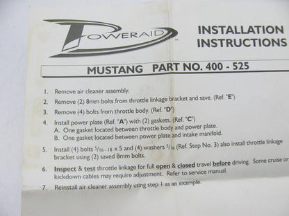 Airaid 400-525 PowerAid Throttle Body Spacer  1986-1987 Ford Mustang Fox 5.0L V8