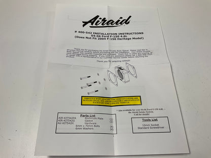Airaid 400-542 Performance Throttle Body Spacer For 2004-2006 Ford F-150 4.6L V8