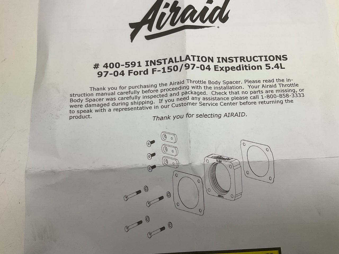 Airaid 400-591 Throttle Body Spacer 1997-2003 Ford F-150, 1997-04 Expediton 5.4L