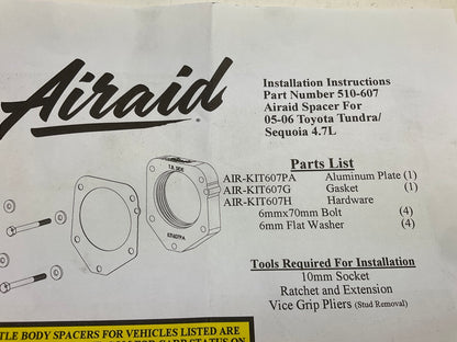 Airaid 510-607 Performance Throttle Body Spacer For 2005-2006 Tundra 4.7L V8