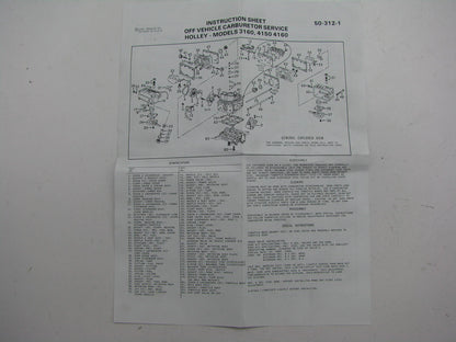 Airtex 2G1161 Carburetor Rebuild Kit For 1968-1969 GM Holley 3160, 4150, 4160