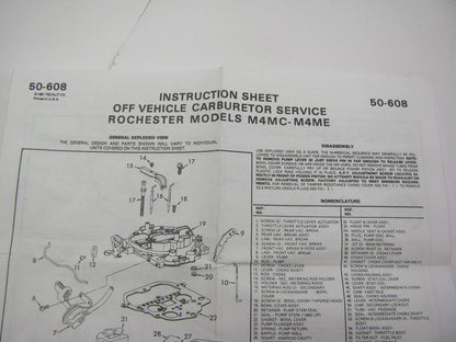 Airtex 2G1368 Carburetor Rebuild Kit for 1980-1986 Rochester M4MC M4ME