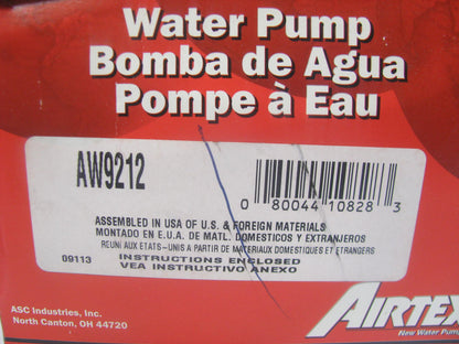 Airtex AW9212 Engine Water Pump For 1989-1998 Chrysler Mitsubishi 1.8L 2.0L-L4