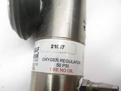Used- B&F #21017  Oxygen Regulator 0-15 Lpm Hose Barb Fitting