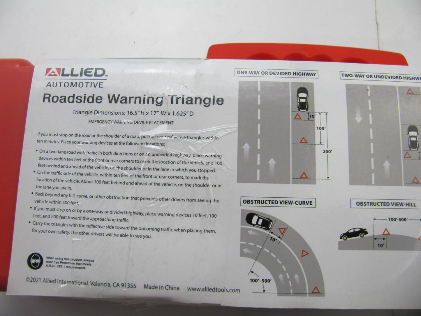 Allied 45561 Roadside Emergency Warning Triangles For Trucks 16.5'' X 17'' X 1.625