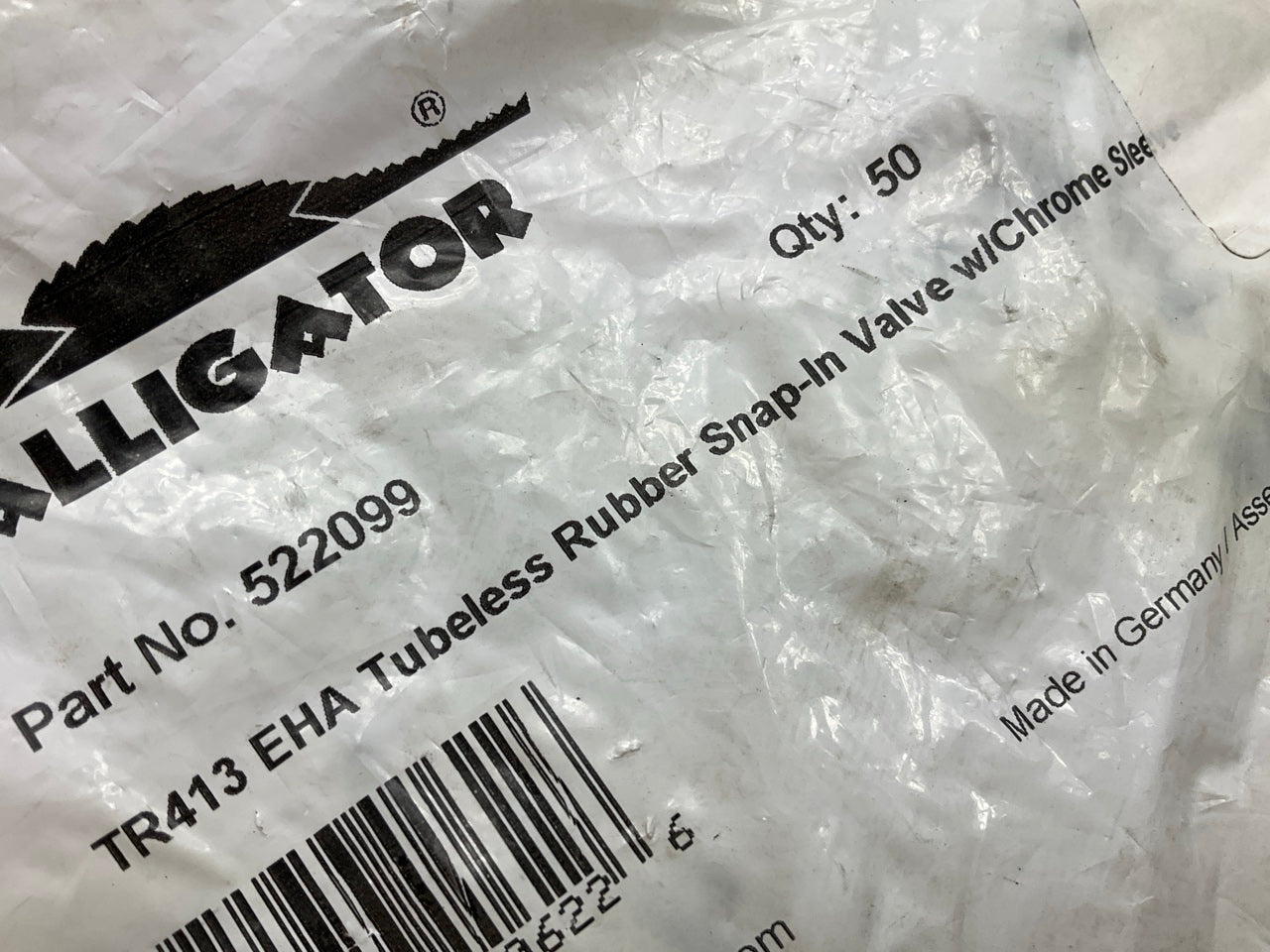 Alligator 522099 Tubeless Rubber Snap-In Valve W/ Chrome Sleeve TR413, Box Of 50