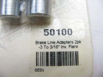 (2) Allstar 50100 Brake Line Adapter Fittings -3 AN To 3/16'' Inverted Flare