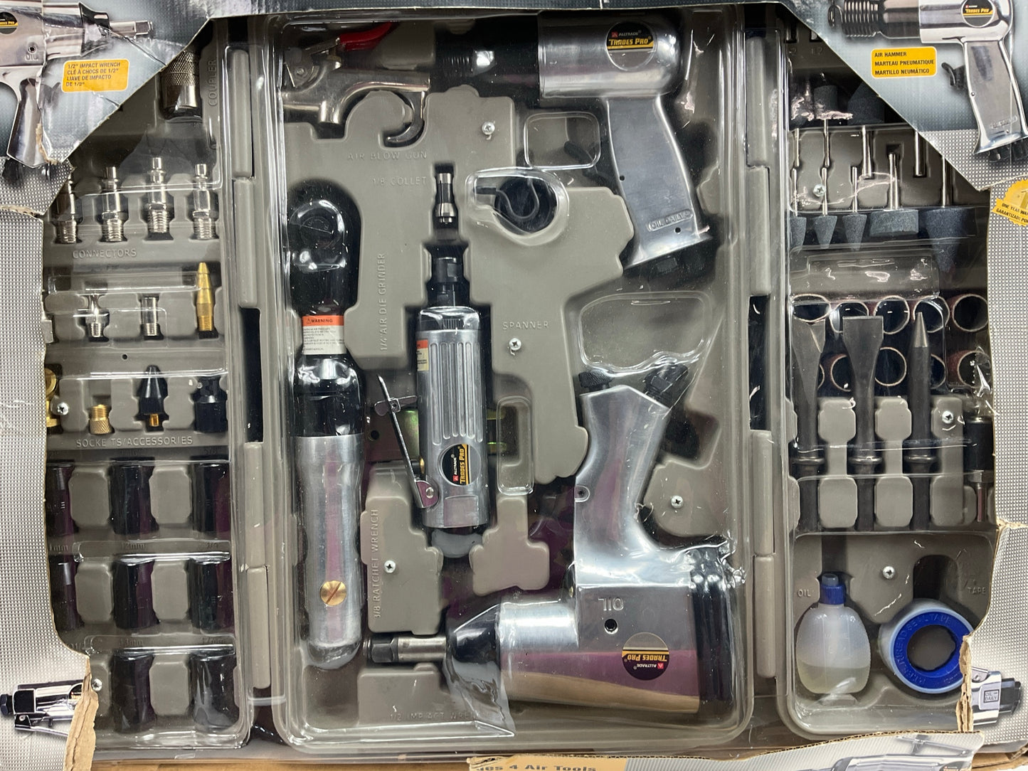 Air Tool & Accessories Kit, 71 Piece, Impact Wrench, Air Ratchet, Die Grinder