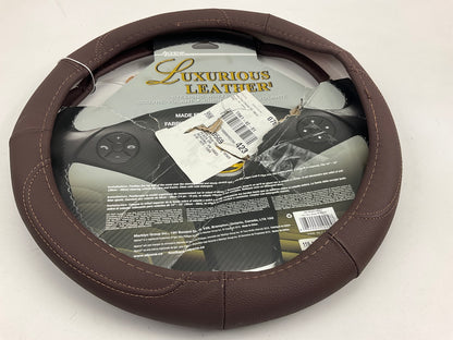 Alpena 10204 BROWN Luxurious Leathers Steering Wheel Cover 14''-15''