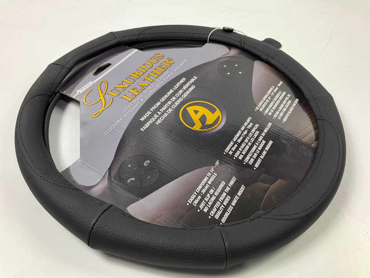 Alpena 10214 Luxurious Leathers SWC Black 14''-15'' Steering Wheel Cover