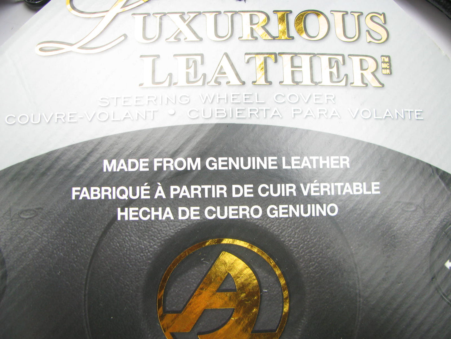 Alpena 10217 Durbin Black/Tan Braid Leather Steering Wheel Cover 14''-15'' Diam.