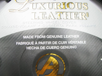 Alpena 10217 Durbin Black/Tan Braid Leather Steering Wheel Cover 14''-15'' Diam.