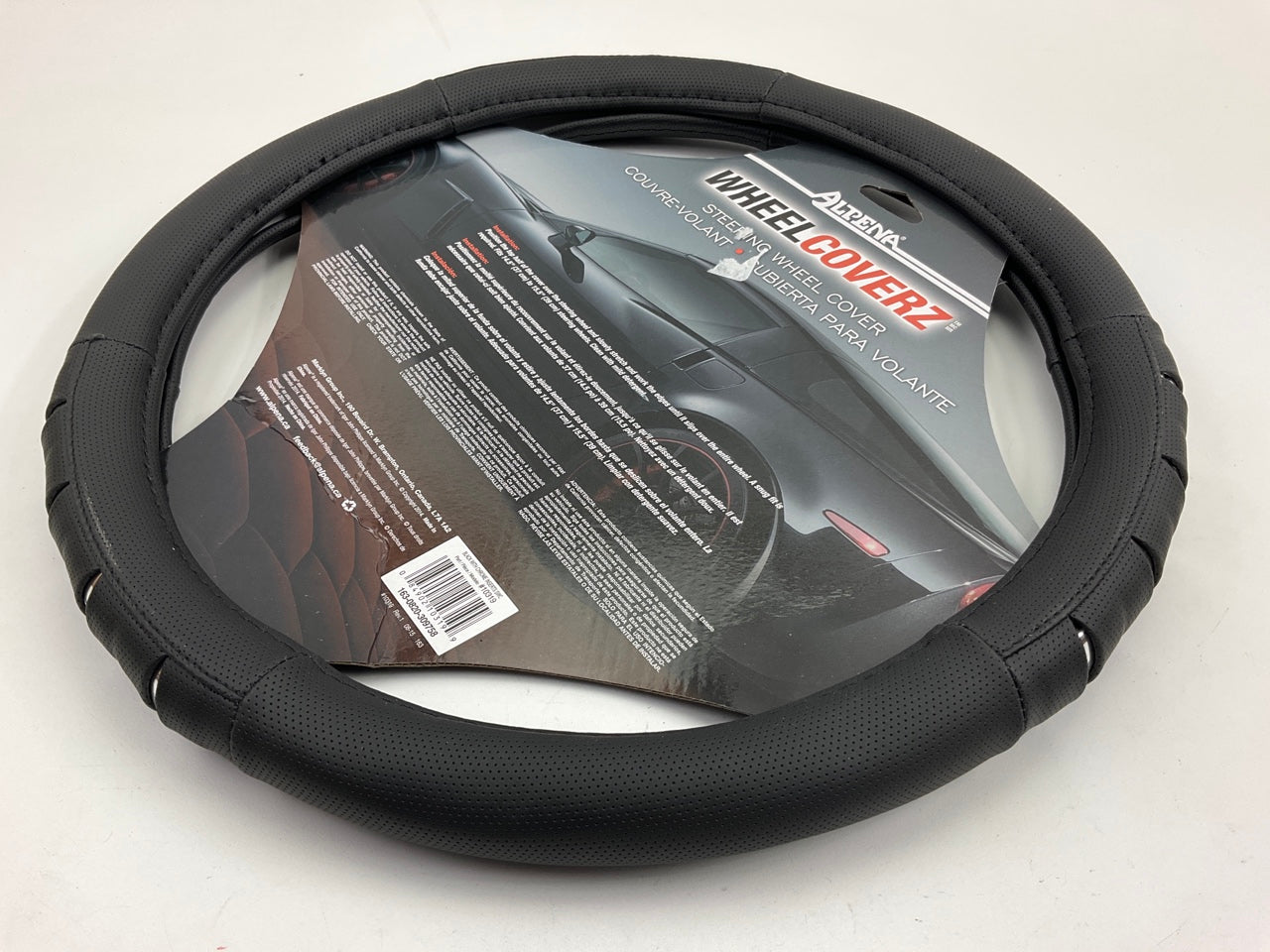 Alpena 10319 UNIVERSAL 14.5''-15.5'' Black W/Chrome Inserts Steering Wheel Cover