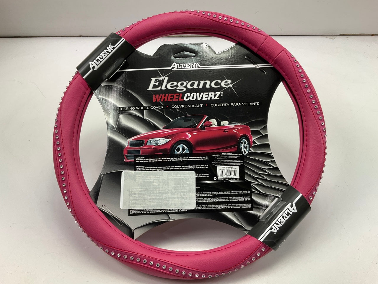 Alpena 10404T 14''-15'' UNIVERSAL Elegance HOT PINK BLING Steering Wheel Cover