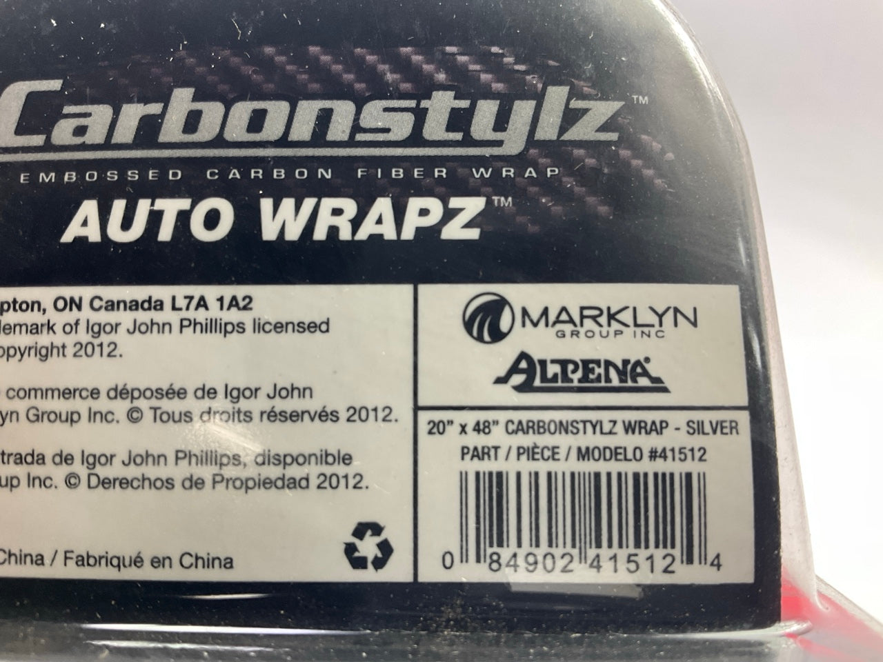 Alpena 41512 20'' X 48'' Carbonstylz Embossed Carbon Fiber Auto Wrapz - SILVER