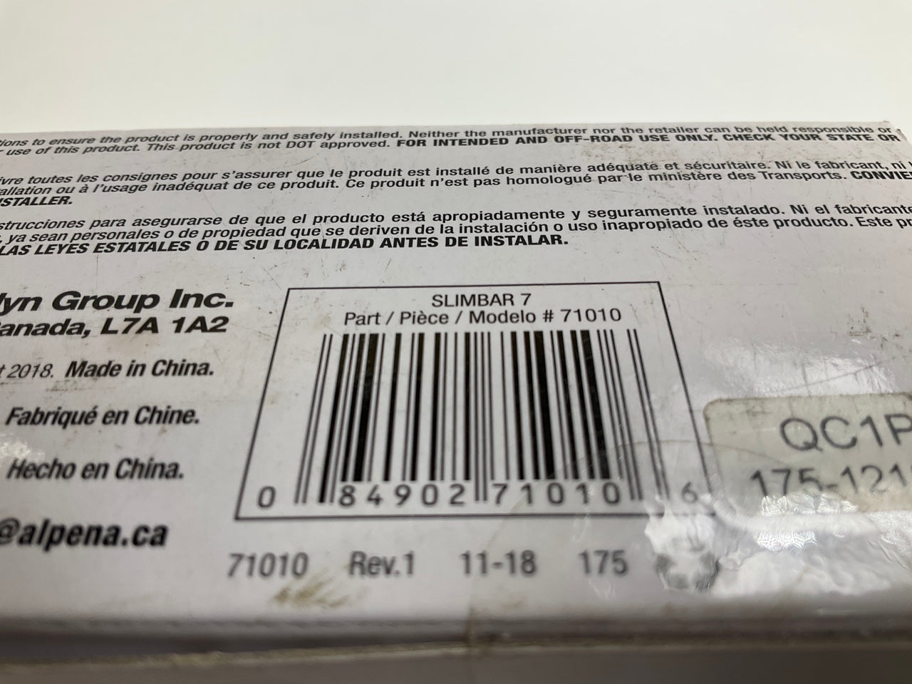 Alpena 71010 LED Light Bar - Slim - 7'' - 6x 3W High Power LEDs