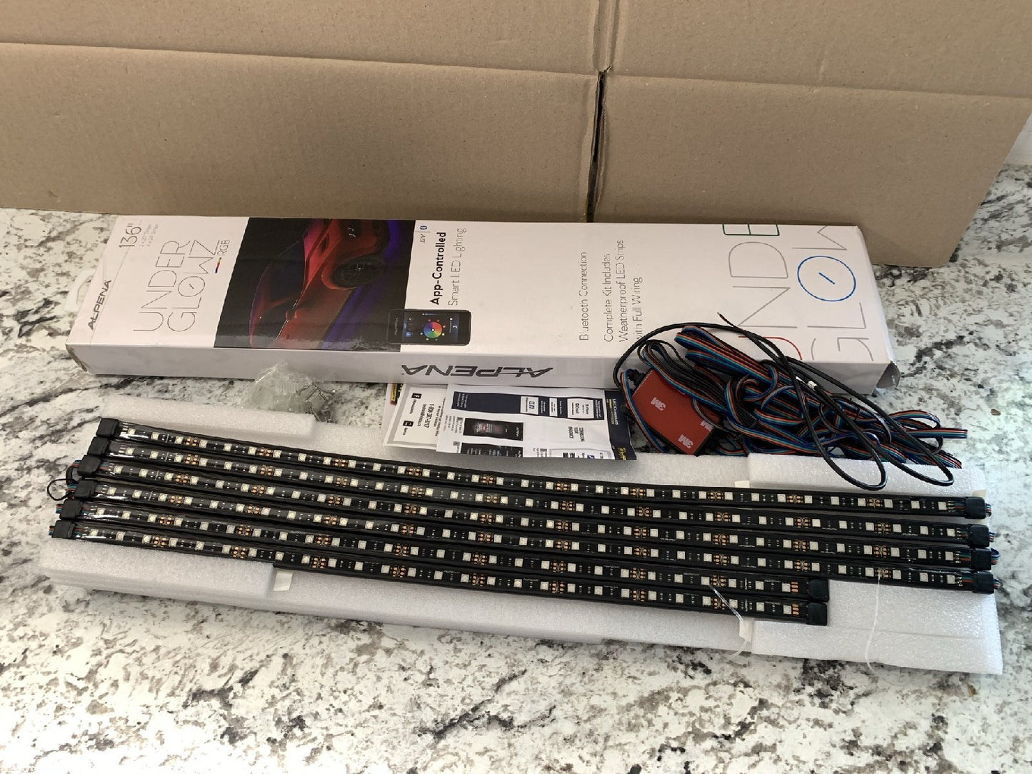 Alpena 77048 UnderGlowz RGB LED Smart Light Strip Kit, 136'', Bluetooth Control