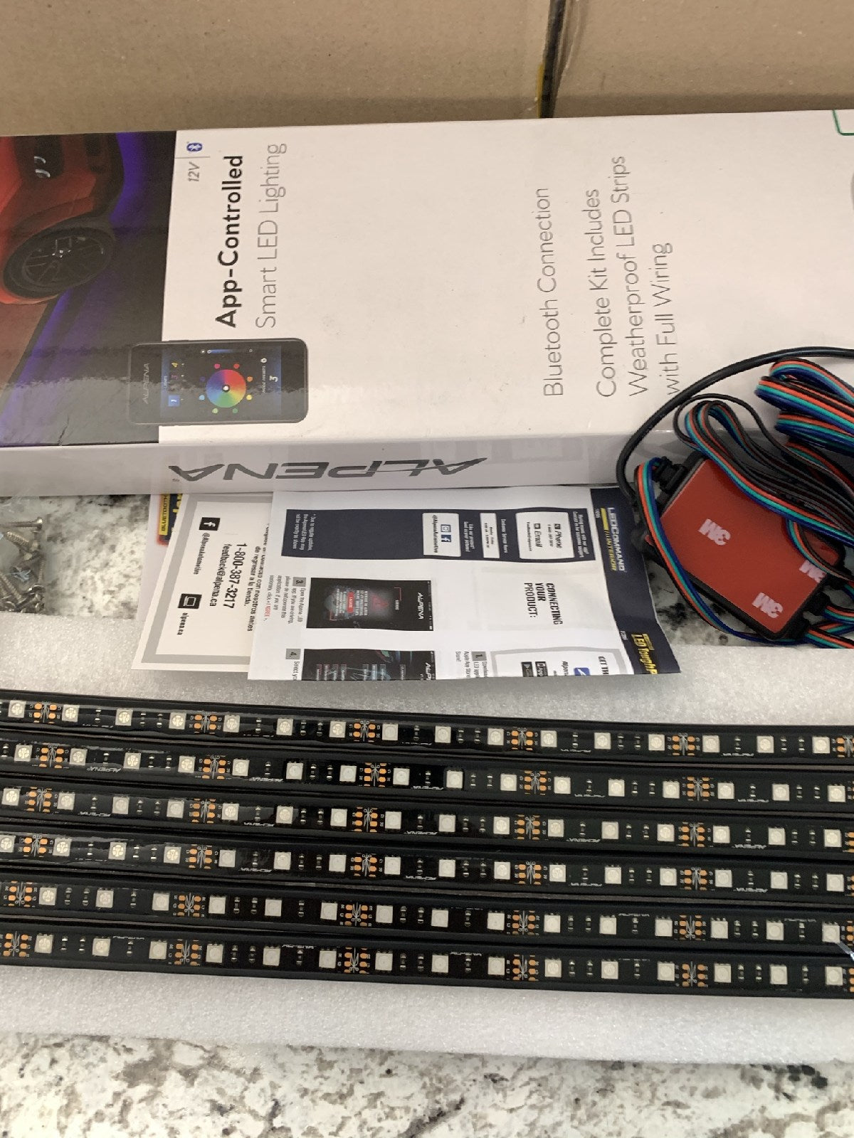 Alpena 77048 UnderGlowz RGB LED Smart Light Strip Kit, 136'', Bluetooth Control