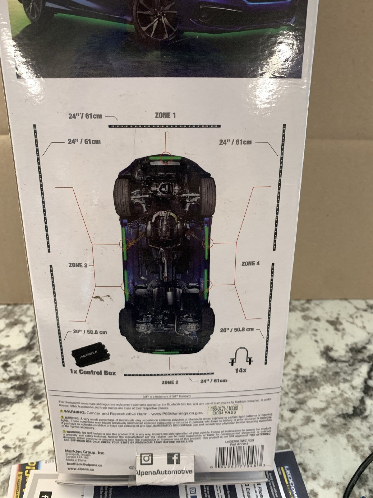 Alpena 77048 UnderGlowz RGB LED Smart Light Strip Kit, 136'', Bluetooth Control
