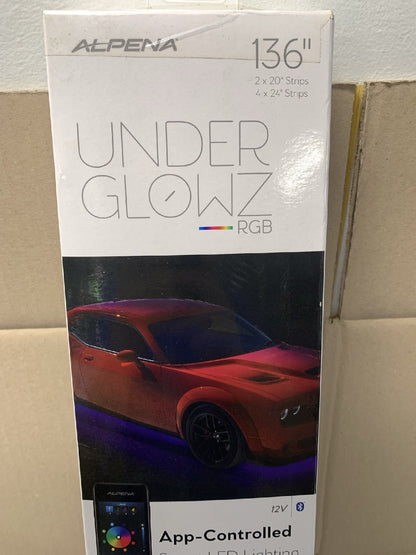 Alpena 77048 UnderGlowz RGB LED Smart Light Strip Kit, 136'', Bluetooth Control