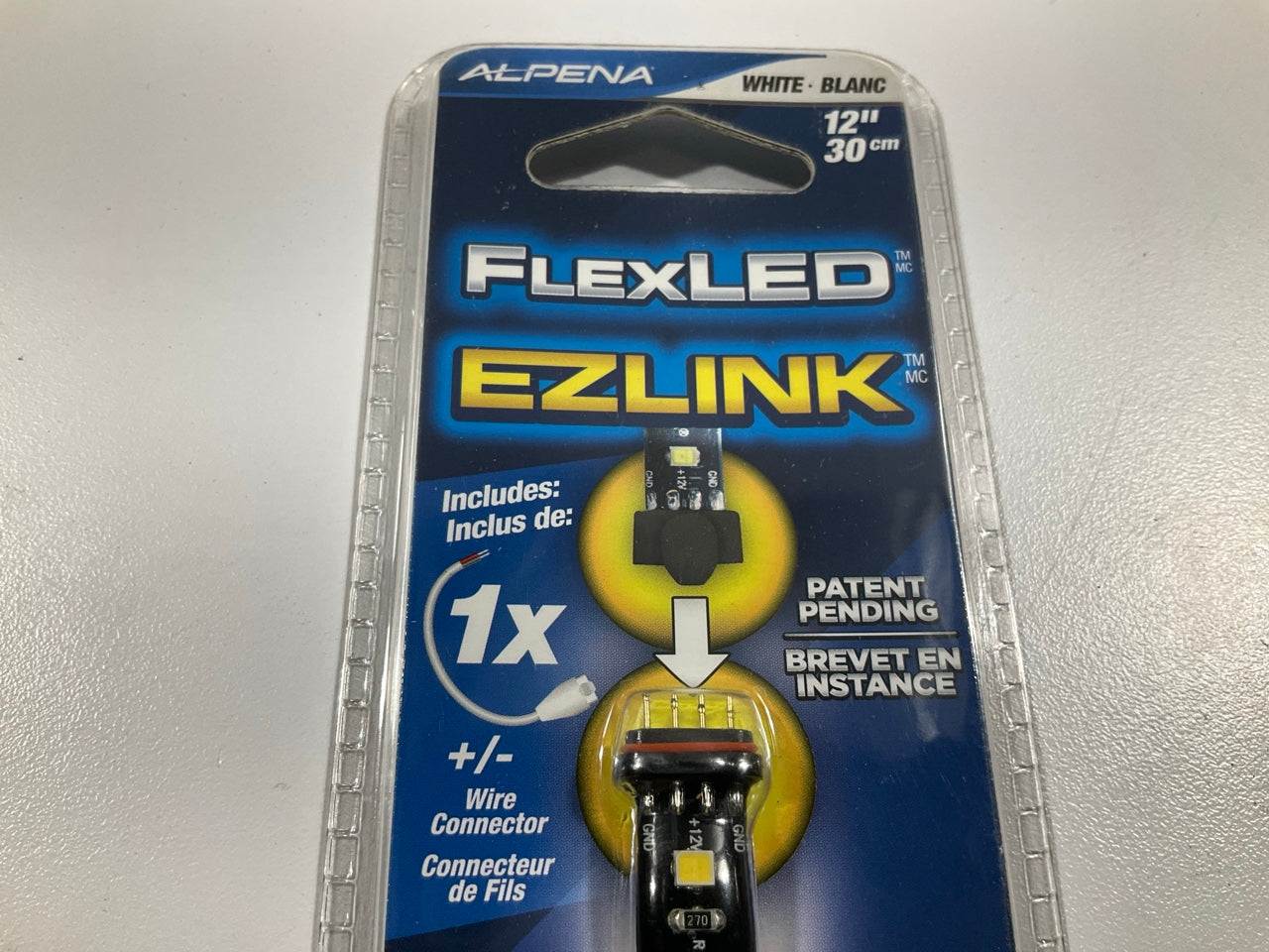 Alpena 77073 LED Flex Light Strip Kit 12'', White, 12V 18 LEDs, W/ Wire Connector