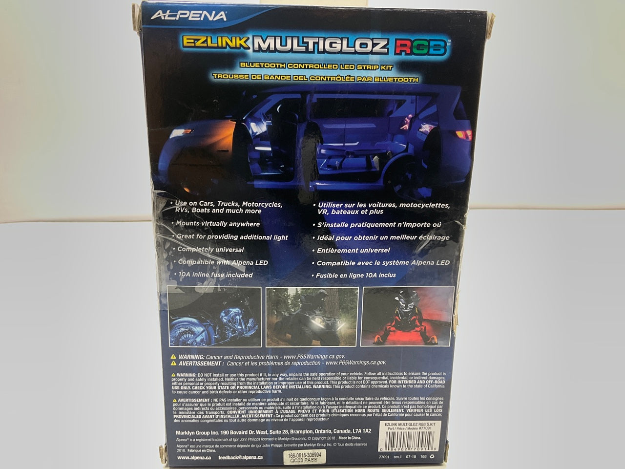 Alpena 77091 EZLINK RGB Multicolor LED Light Strip Bluetooth Controlled, 2 X 24''