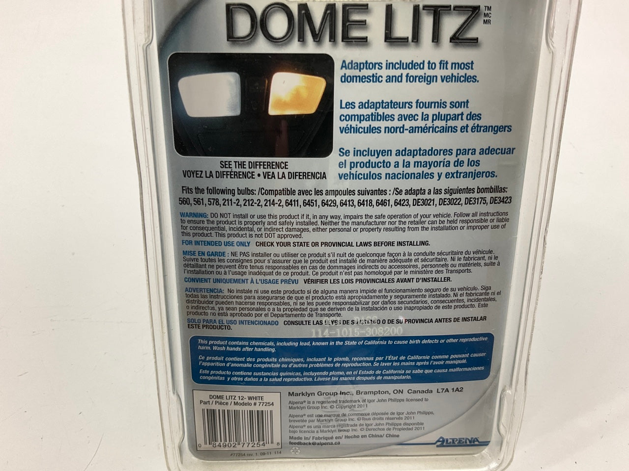 Alpena 77254 UNIVERSAL Interior Super Bright DOME LITZ 12V - 12 LEDS WHITE