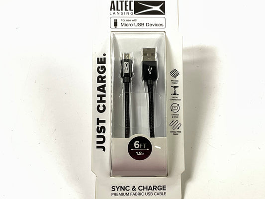 Altec Lansing AL9030 6ft. Braided Fabric Lightning To USB Charging Cable