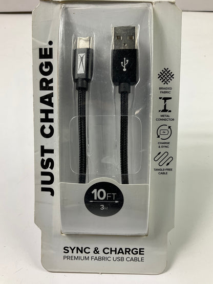 Altec Lansing AL9050 10ft Braided Fabric USB-C To USB Cord Charging Cable